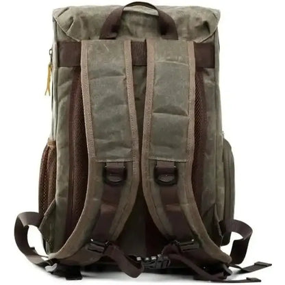 Allacki Waterproof Shock-Resistant Canvas Camera Bag Retro Style Travel Backpack DailySale Army Green Gray Khaki Army Green-Gray-Khaki-