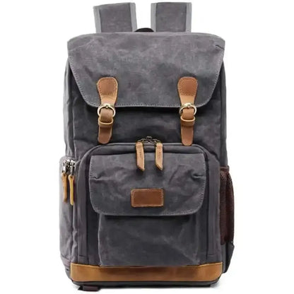 Allacki Waterproof Shock-Resistant Canvas Camera Bag Retro Style Travel Backpack DailySale Army Green Gray Khaki Army Green-Gray-Khaki-