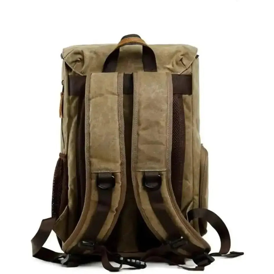 Allacki Waterproof Shock-Resistant Canvas Camera Bag Retro Style Travel Backpack DailySale Army Green Gray Khaki Army Green-Gray-Khaki-