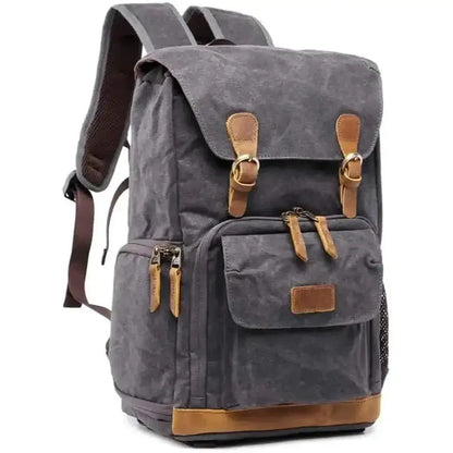 Allacki Waterproof Shock-Resistant Canvas Camera Bag Retro Style Travel Backpack DailySale Army Green Gray Khaki Army Green-Gray-Khaki-