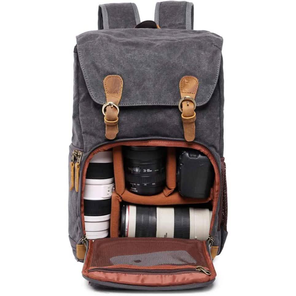 Allacki Waterproof Shock-Resistant Canvas Camera Bag Retro Style Travel Backpack Cartsfy Inc.