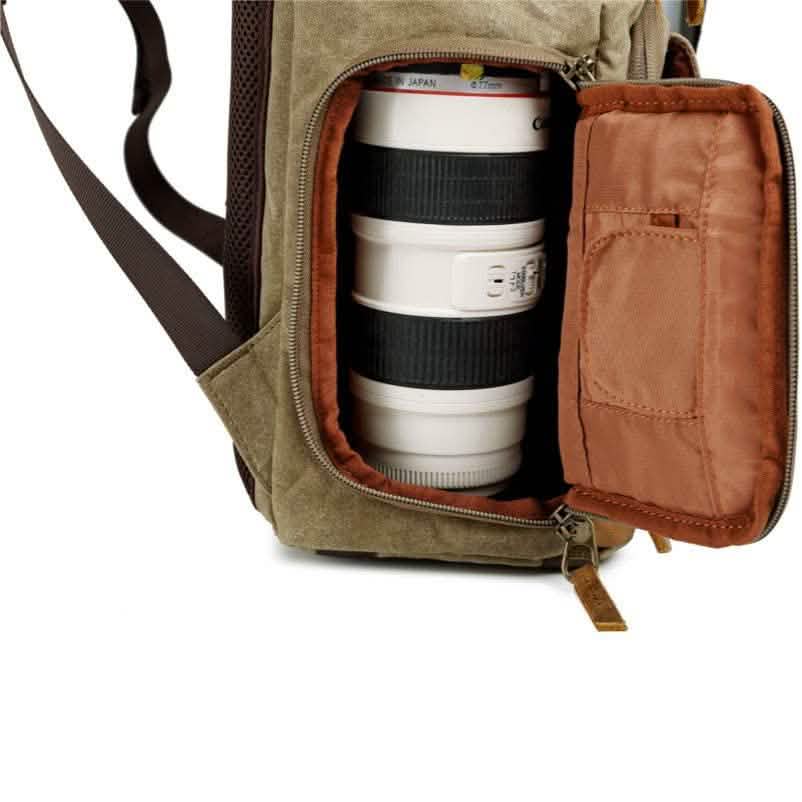 Allacki Waterproof Shock-Resistant Canvas Camera Bag Retro Style Travel Backpack Cartsfy Inc.