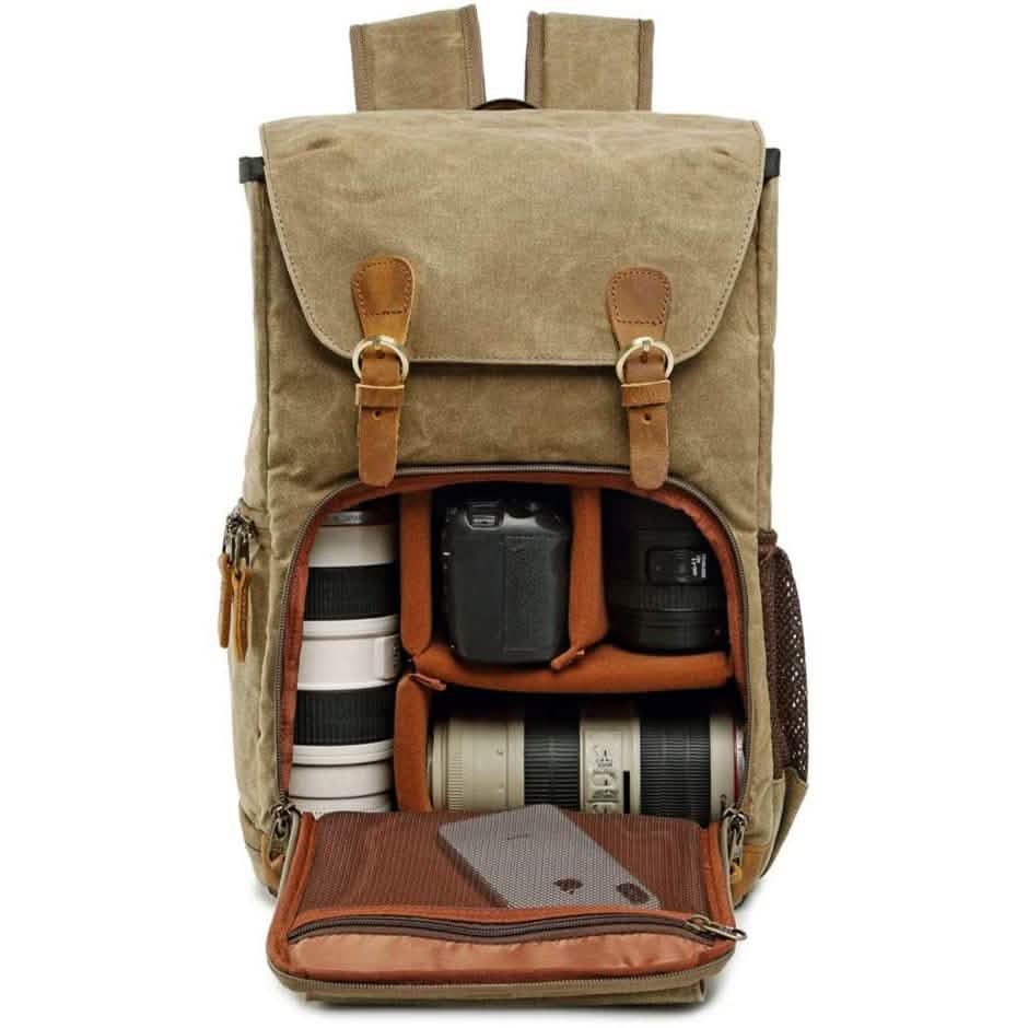 Allacki Waterproof Shock-Resistant Canvas Camera Bag Retro Style Travel Backpack Cartsfy Inc.