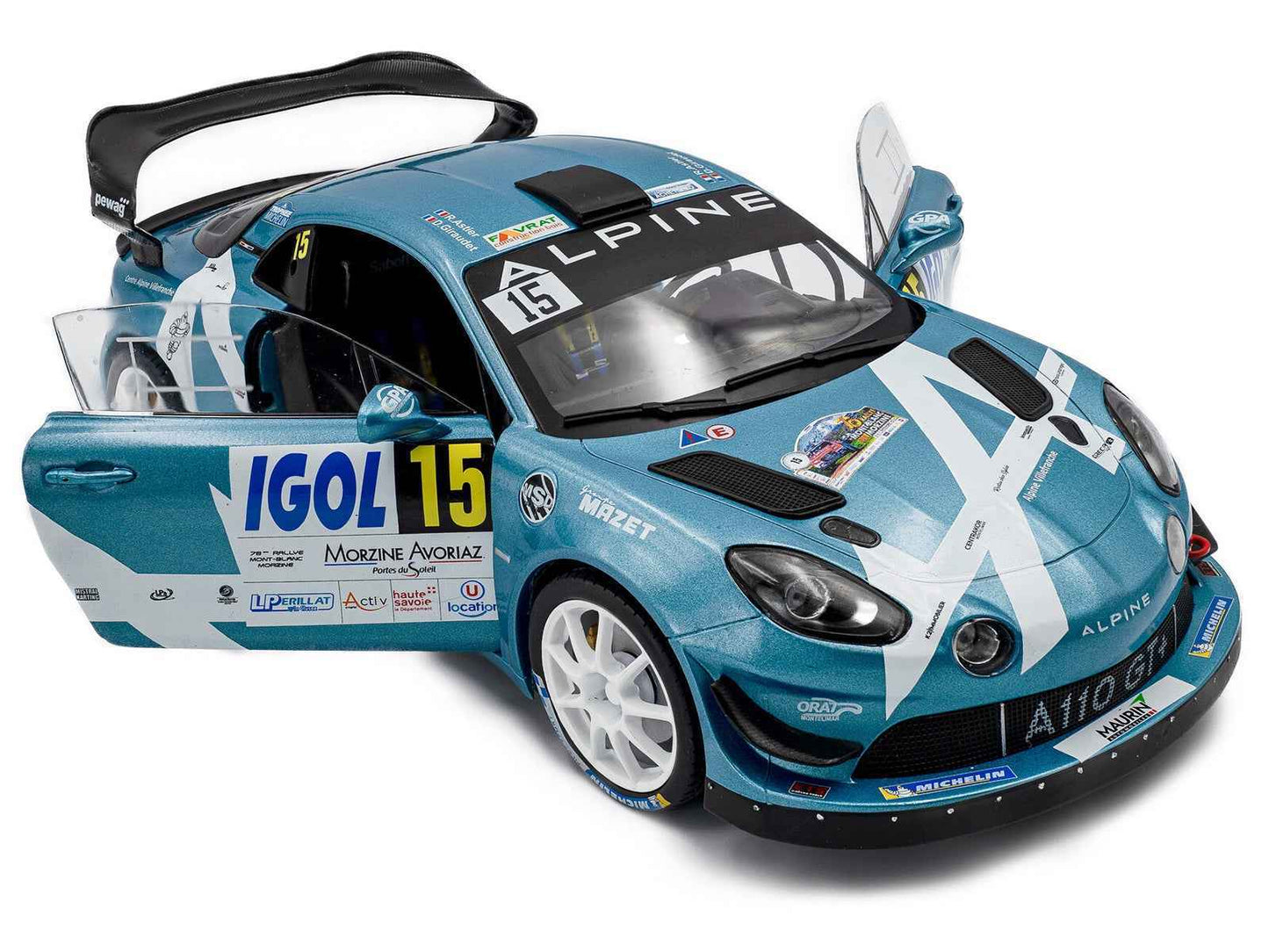 Alpine A110 Rallye GT+ #15 Raphael Astier - Denis Giraudet "Rallye Du Mont Blanc" (2024) "Competition" Series 1/18 Diecast Model Car by Solido Cartsfy Inc.