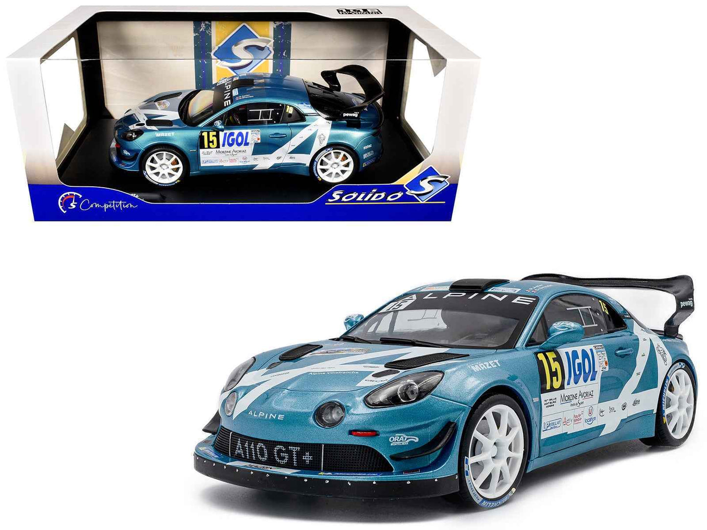 Alpine A110 Rallye GT+ #15 Raphael Astier - Denis Giraudet "Rallye Du Mont Blanc" (2024) "Competition" Series 1/18 Diecast Model Car by Solido Cartsfy Inc.