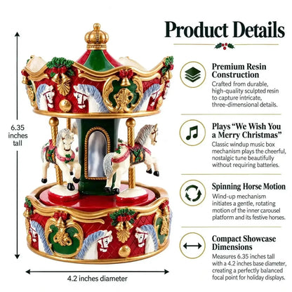 Animated Musical Christmas Carousel Figurine - Rotating Horse Music Box Cartsfy Inc.