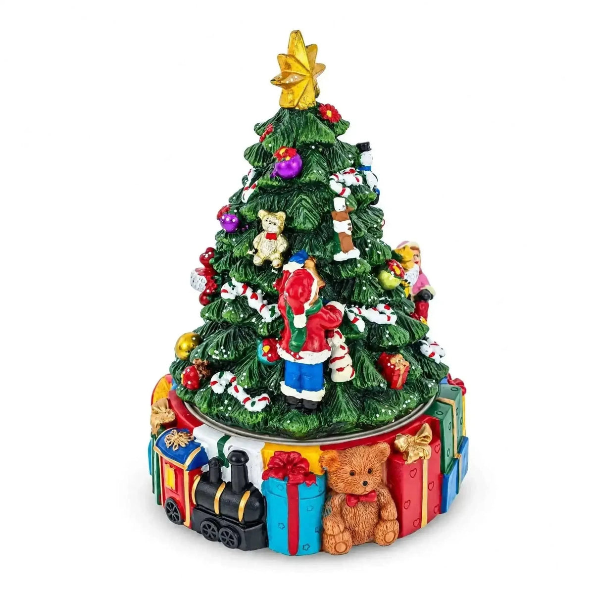 Animated Musical Christmas Tree Figurine - Rotating Music Box