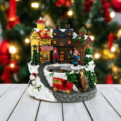 Animated Winter Village Skating Christmas Figurine - Rotating Town Music Box Cartsfy Inc.