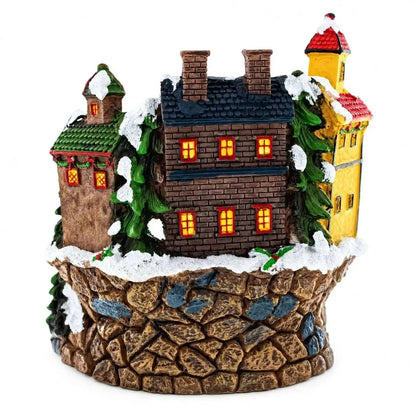 Animated Winter Village Skating Christmas Figurine - Rotating Town Music Box Cartsfy Inc.