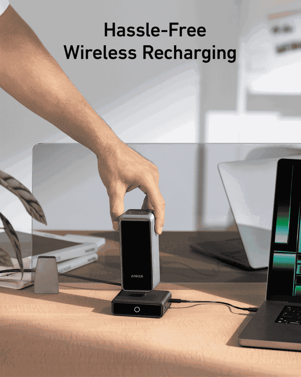Anker wireless charging base with phone dock and front charging ports
