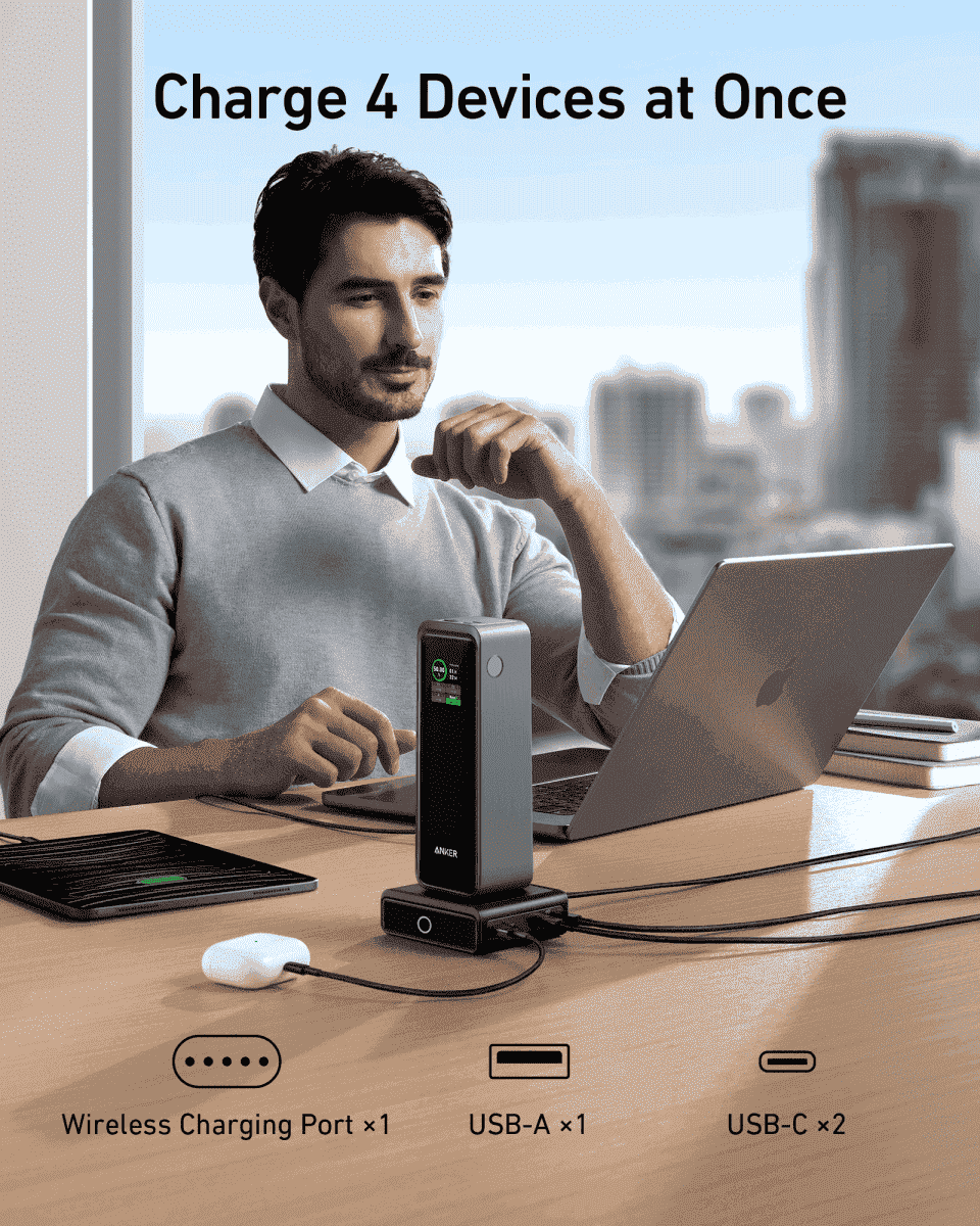 Anker charging base with multiple output ports for charging several devices at once