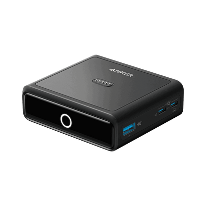 Anker 100W charging base, black desktop dock with front LED and charging ports