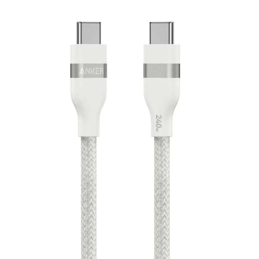 Anker USB-C to USB-C Cable (3 ft / 6 ft, 240W, Upcycled-Braided) Anker 3 ft / White 3 ft / Black 6 ft / White 3 ft / White-3 ft / Black-6 ft / White-6 ft / Black-6 ft / Ice Lake Blue-6 ft / Sprout Green-