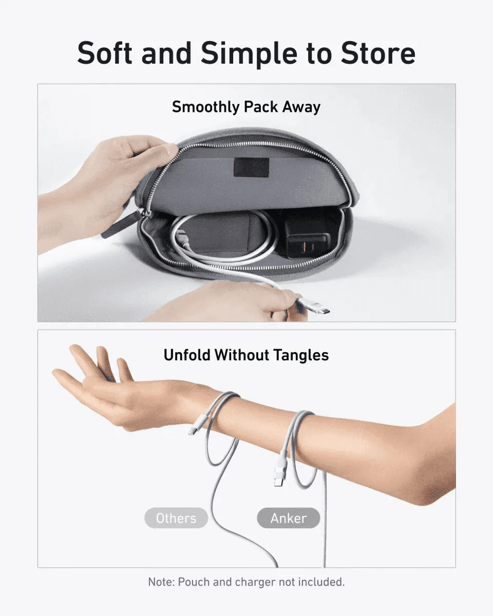 Anker USB-C to USB-C Cable (3 ft / 6 ft, 240W, Upcycled-Braided) Anker 3 ft / White 3 ft / Black 6 ft / White 3 ft / White-3 ft / Black-6 ft / White-6 ft / Black-6 ft / Ice Lake Blue-6 ft / Sprout Green-