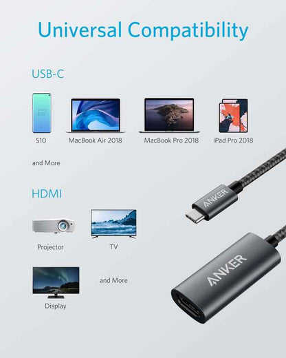 Anker USB-C to HDMI adapter with USB-C plug and HDMI port, black