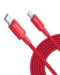 Red USB-C to Lightning cable with braided jacket and Anker-branded metal connectors