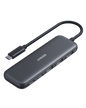 Anker 332 USB-C hub with built-in ports and USB-C cable in black