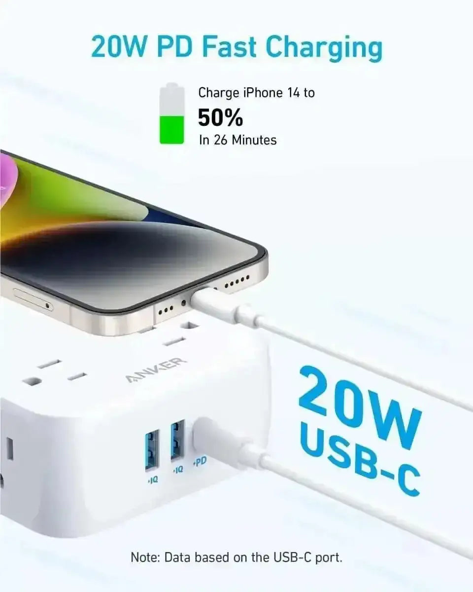 Anker 341 USB Power Strip Anker White / 5FT White / 10FT Black / 5FT White / 5FT-White / 10FT-Black / 5FT-Black / 10FT-