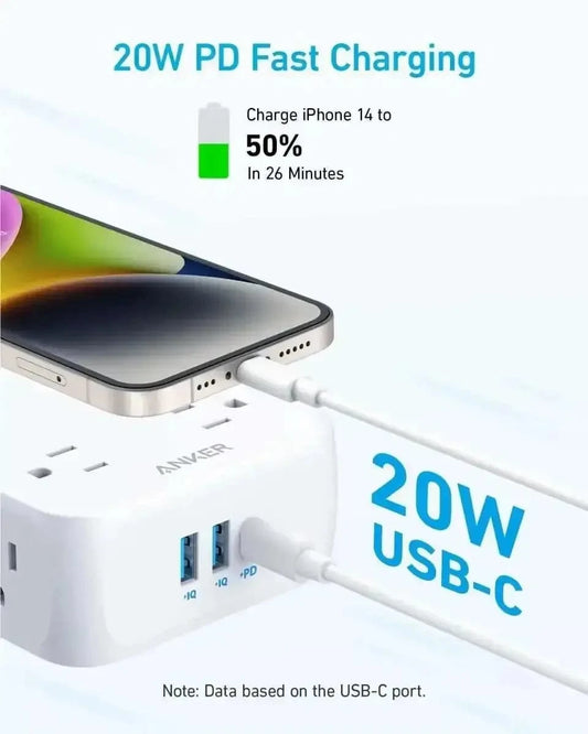 Anker 341 USB Power Strip Anker White / 5FT White / 10FT Black / 5FT White / 5FT-White / 10FT-Black / 5FT-Black / 10FT-