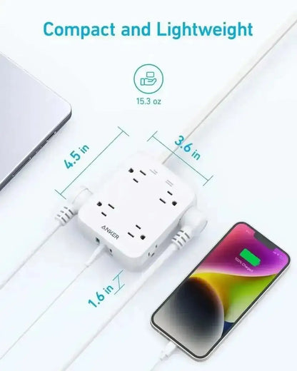 Anker 341 USB Power Strip Anker White / 5FT White / 10FT Black / 5FT White / 5FT-White / 10FT-Black / 5FT-Black / 10FT-