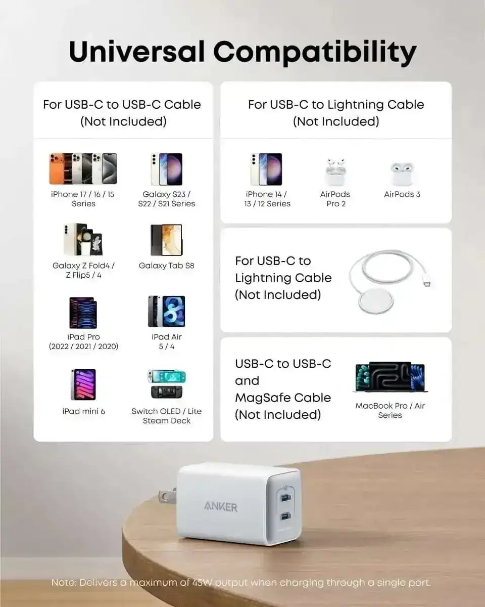Anker 523 Charger (Nano 3, 47W) Anker Black Stone Shell White Misty Blue Black Stone-Shell White-Misty Blue-