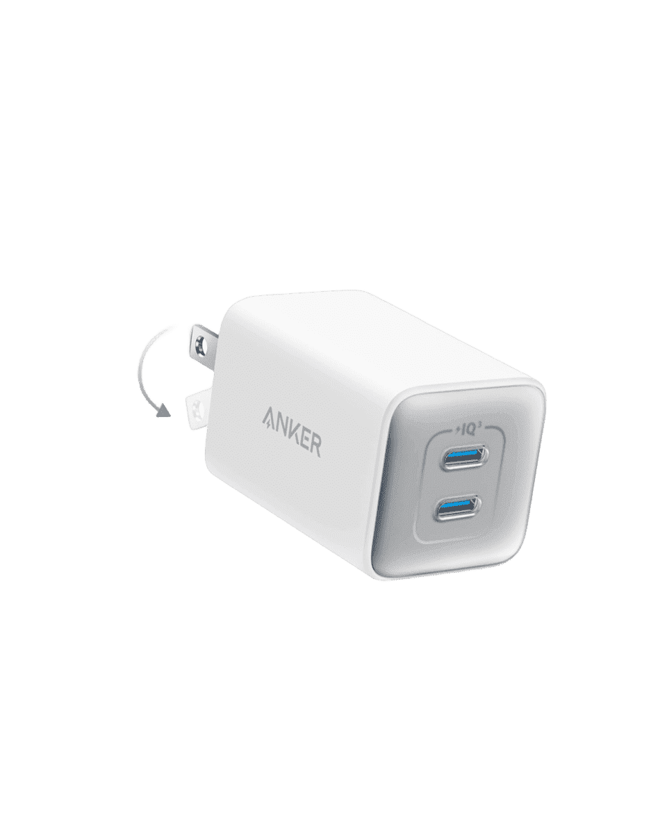 White Anker 523 Nano 3 wall charger with two USB ports