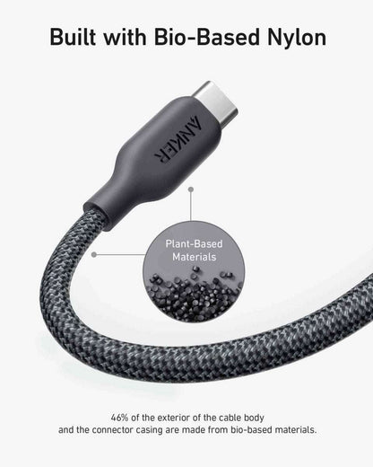 Black USB-C to USB-C cable with matte connector ends and braided exterior
