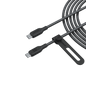 Black USB-C to USB-C cable with braided jacket and metal USB-C plugs