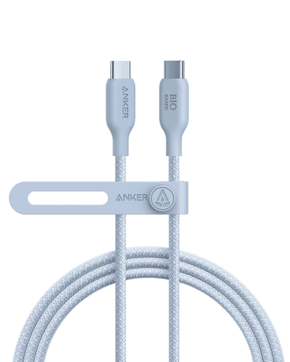 USB-C to USB-C cable, mint green connectors and braided cord