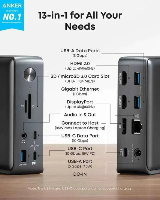 Anker 575 USB-C Docking Station (13-in-1) Anker Black Black-