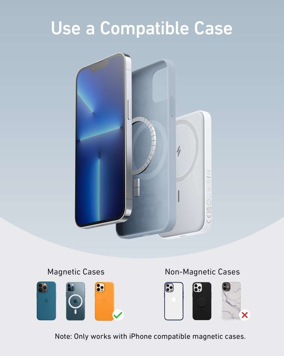 Anker 621 magnetic battery with phone attached, dark gray MagGo case setup