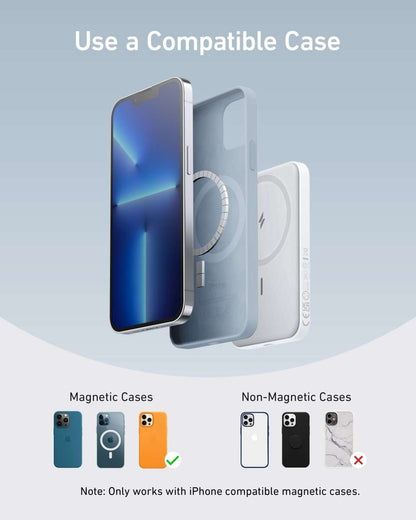 Anker 621 magnetic battery with phone attached, dark gray MagGo case setup