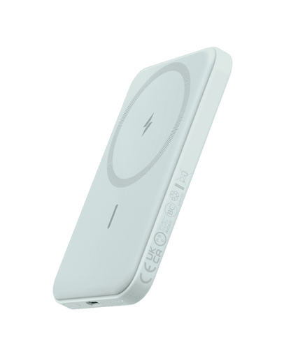 Anker 621 magnetic battery, pale white back with built-in wireless charging pad