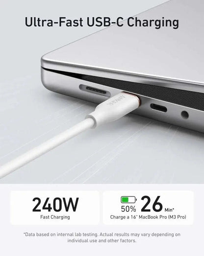 Anker 643 USB-C to USB-C Cable (Flow, Silicone) Anker 6ft / 240W / Midnight Black 6ft / 240W / Cloud White 3ft / 240W / Midnight Black 6ft / 240W / Midnight Black-6ft / 240W / Cloud White-3ft / 240W / Midnight Black-3ft / 240W / Cloud White-