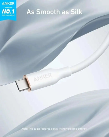 Anker 643 USB-C to USB-C Cable (Flow, Silicone) Anker 6ft / 240W / Midnight Black 6ft / 240W / Cloud White 3ft / 240W / Midnight Black 6ft / 240W / Midnight Black-6ft / 240W / Cloud White-3ft / 240W / Midnight Black-3ft / 240W / Cloud White-