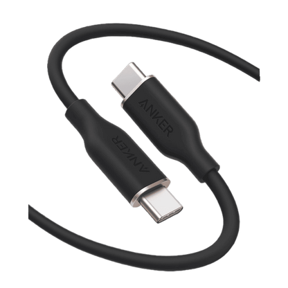 Anker USB-C to USB-C cable in Midnight Black with silicone outer sleeves.