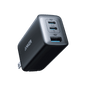 Black USB-C GaN wall charger with two USB-C ports
