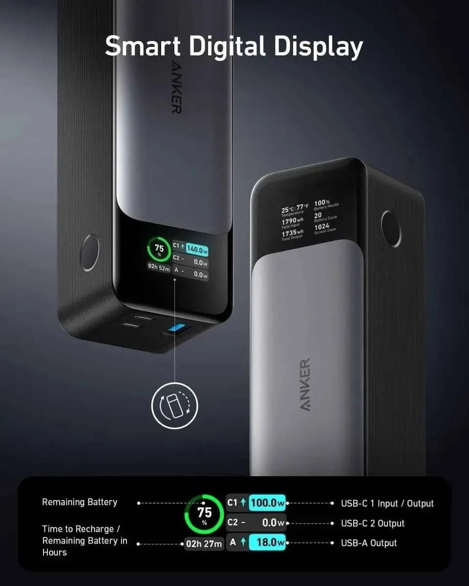 Anker 737 Power Bank (PowerCore 24K) Anker Black Black-