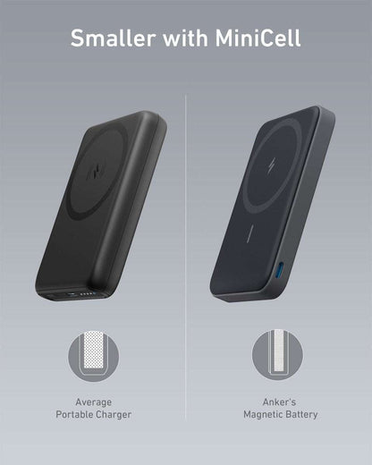 Magnetic battery dock comparison in dark colors with charging pad and side port