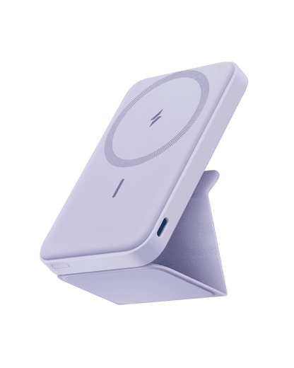 MagGo magnetic battery stand in light lilac with wireless charging top