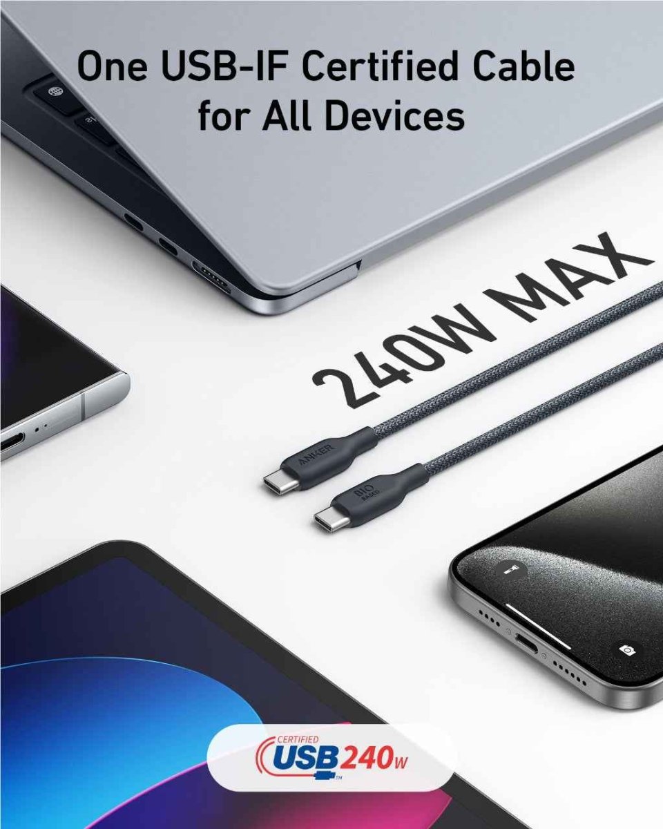 Anker <b>543</b> USB C to USB C Cable (240W, 10 ft) - Cartsfy Inc.