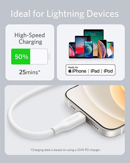 Anker <b>641</b> USB - C to Lightning Cable (Flow, 3 ft Silicone) - Cartsfy Inc.