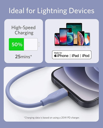 Anker <b>641</b> USB - C to Lightning Cable (Flow, 3 ft Silicone) - Cartsfy Inc.