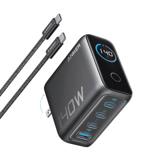 Anker Charger (140W, 4-Port, PD 3.1) with USB-C Cable Anker Dark Gray Silver Dark Gray-Silver-