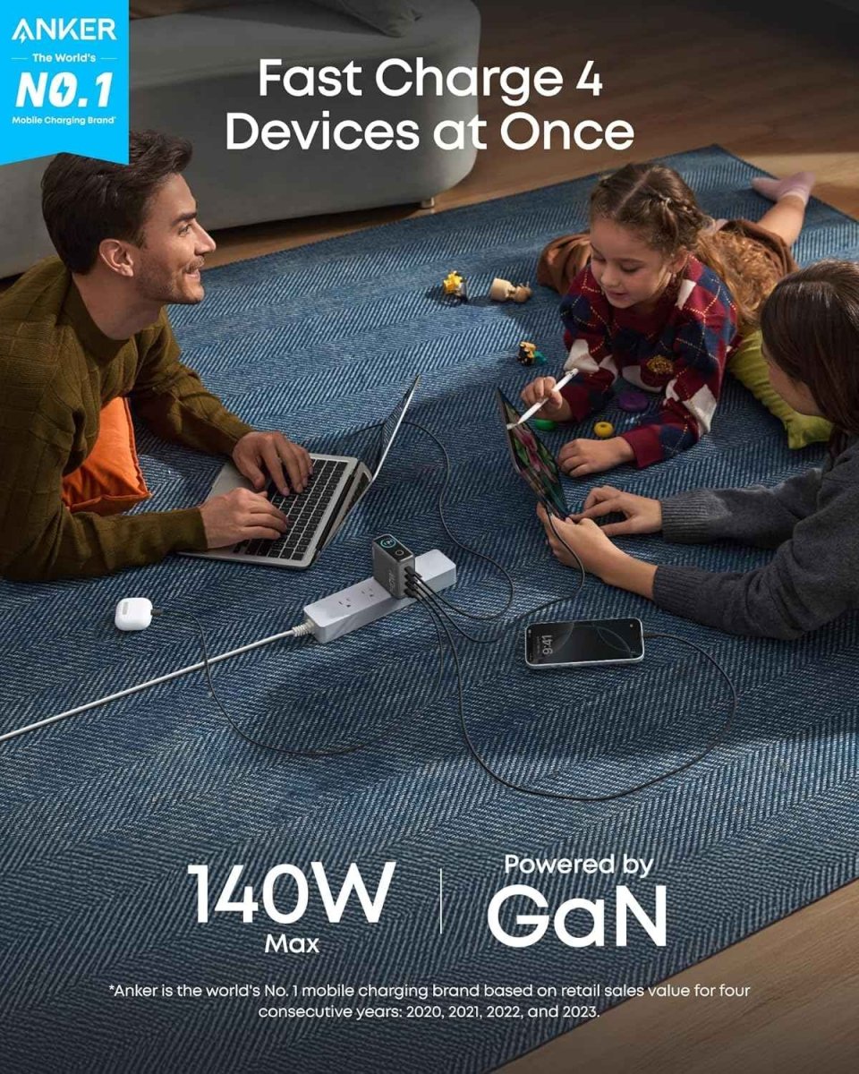 Anker Charger (140W, 4 - Port, PD 3.1) with USB - C Cable - Cartsfy Inc.
