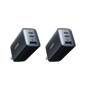 Anker Nano II 65W dual-port wall chargers (2-pack), black, angled front views