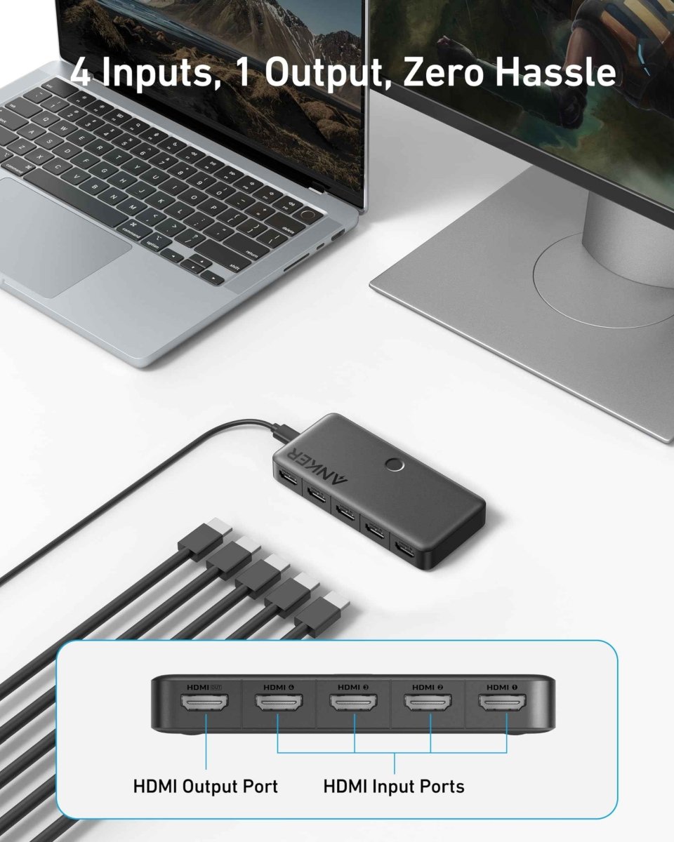 Anker HDMI Switch (4 in 1 Out, 4K HDMI) - Cartsfy Inc.
