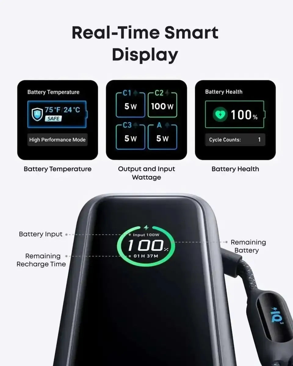 Anker Laptop Power Bank (25K, 165W, Built-In and Retractable Cables) Anker Space Black / Power Bank Space Black / Power Bank + Charger Space Black / Power Bank + 3ft Cable Space Black / Power Bank-Space Black / Power Bank + Charger-Space Black / Power Bank + 3ft Cable-Space Black / Power Bank + 6ft Cable-Space Black / Power Bank + Travel Adapter-Silver / Power Bank-Silver / Power Bank + Charger-Silver / Power Bank + 3ft Cable-Silver / Power Bank + 6ft Cable-Silver / Power Bank + Travel Adapter-
