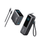 Pair of laptop power banks in dark gray with visible ports and cables