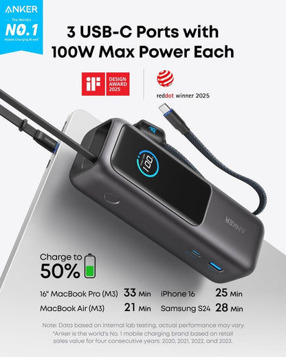 Anker Laptop Power Bank (25K, 165W, Built - In and Retractable Cables) - Cartsfy Inc.